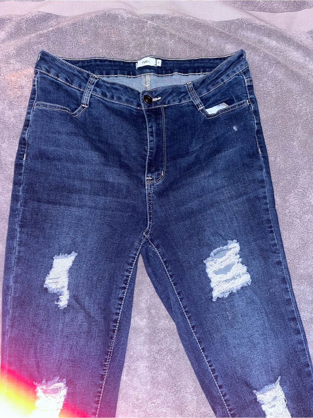 Rue21 Women's Dark Wash Distressed Skinny Jeans